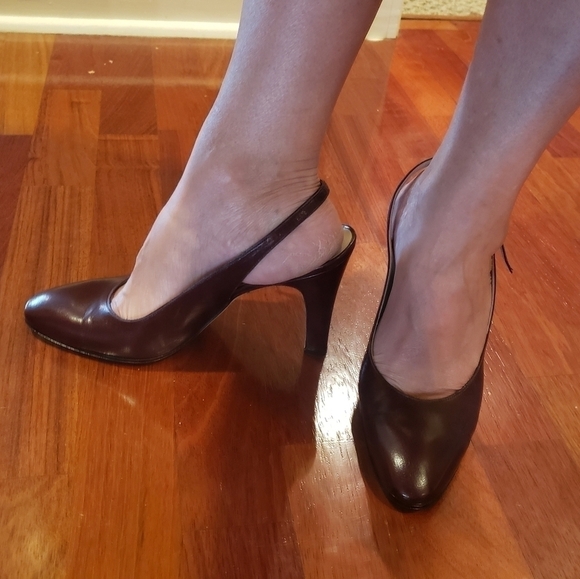 GIVENCHY Chaussures Slingback Heels Brown EUC VTG - Picture 12 of 16